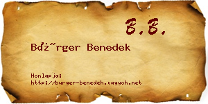 Bürger Benedek névjegykártya
